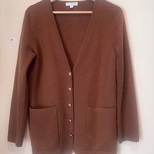 J. Crew v neck sweater Cardigan with Gold Accents